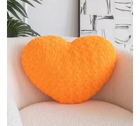 ZCNYCLAM Heart Pillow, Soft Heart Shaped Pillow with Room Decorative Throw Pillows for Bed Couch Chair Sofa, Heart Shaped Cute Throw Pillow Cushion for Bedroom Living Room (Orange, Mini 12.9" x 9.8")