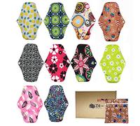 ZCOINS 10PCS Reusable Sanitary Towels Women Hygiene Sanitary Pads for Day and Medium Flow, Washable Bamboo Cloth (26 x 18cm)