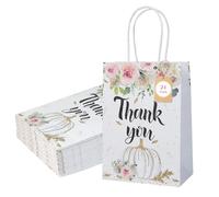 ZCOINS 24 Pack Mini Small Thank You Bags A5 Size, Little Return Gift Party Favor Bags, Pumpkin & Rose Printed Little Paper Party Bag with Handles for Wedding Birthday