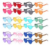 ZCOINS 24 Pairs Heart Glasses Festival Sunglasses Multipack Glasses Party Favours for Adults Kids Party Eyewear Bachelorette Party Accessories Photo Booth Props