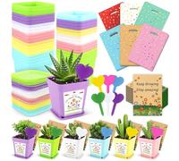 ZCOINS End of Term Gifts for Students from Teachers, Bulk 36 Pack Mini Flower Pots and Seed Envelopes (No Seeds) with Coordinating Goodie Bags - Classroom Rewards, Leavers Presents for Kids