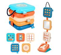 ZCOINS Foldable 5-Panel Activity Busy Cube for Toddlers 18M+, Home & Travel Montessori Sensory Busy Board with Fine Motor Activities, Independent Play Baby Toy Airplane Essentials & Learning Gift