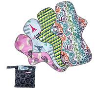 ZCOINS Reusable Sanitary Towels Heavy Flow 4 Pieces 34 cm Washable Sanitary Pads Long Night, with 1 Wet Bag