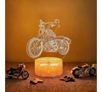 ZCPingNiao 3D Illusion Classic Motorcycle Night Light, Crack Texture Touch Control LED Desk Lamp, 7 Colour Changing Motorbike Lamp, Bedroom Decor & Gift for Bikers, Boys and Men.