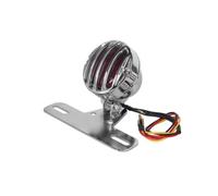 ZCPOPKNHNZ Black Round Metal Motorcycle Tail Brake Light For Bobber Chopper(Silver)