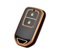ZCPOPKNHNZ For Accord EX EXL For Civic Crv Hrv For Pilot For Ridgeline For Pocketor Car Key Case 2 Buttons Soft TPU Fob Cover(Black Gold)