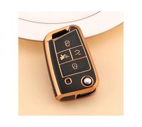 ZCPOPKNHNZ For Seat For Ateca For Leon FR For Ibiza 4 Buttons TPU Car Key Case Cover Shell Keychain Accessories(Black Gold)