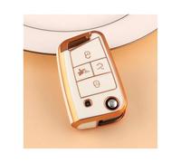 ZCPOPKNHNZ For Seat For Ateca For Leon FR For Ibiza 4 Buttons TPU Car Key Case Cover Shell Keychain Accessories(White gold)