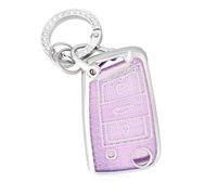 ZCPOPKNHNZ For Seat For Ateca For Leon Soft TPU Car Key Cover Case Shell Fob Protector Accessories(Purple,Model 1)