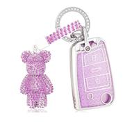 ZCPOPKNHNZ For Seat For Ateca For Leon Soft TPU Car Key Cover Case Shell Fob Protector Accessories(Purple,Model 2)