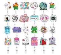 ZCPTZ 24 Pcs Funny Nurse Badge Reels - Acrylic Retractable Name ID Badge Holder Clip for Nurses, Doctors, Medical Staff Cute Nursing Accessories Gifts