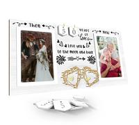 ZCPTZ Then & Now Anniversary Picture Frame for Couple - 1-99 Years Wedding Picture Frame,Engagement Bridal Shower Gifts for Couples Wooden Photo Frame Holds Two 4x6 Photos-White