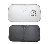 ZCQZSD Car Windshield Sunshade for Mazda 2 Hatchback 2014-2019,Foldable Block Out Sun Interior Accessories with Storage Bag Reduces Heat In Car Windscreen Sunscreen Van with Car Logo Emblem,A