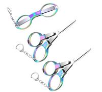 ZcrPrn 3 PCS Rainbow Folding Craft Kit, Portable Safety Travel Craft Tools with 3 Keychains, Metal Small Kit for Paper Craft Sewing Scrapbooking Office School