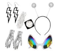 ZcrPrn Alien Headband, Alien Costume, 5 Pcs Alien Costume Adults Set with Headband and Accessories, Space Themed Fancy Dress for Cosplay and Parties, for Cosplay Enthusiasts, Halloween Costumes