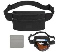 ZcrPrn Black Bum Bag, 2 PCS Fanny Pack for Women Men, 2-Zipper Pockets Waist Bag with Gray Card Holder, Adjustable Durable Large Capacity Cross Body Bag for Hiking Running Commuting Travel