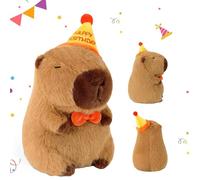 ZcrPrn Capybara Plush, 25cm Adorable Soft Capybara Doll, Cute with Birthday Hat Plushies Cartoon Rodent Teddy Toy Stuffed Animal Realistic Plush Doll Toy for Boys Girls Birthday Gifts(Happy Hat)