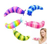 ZcrPrn Caterpillar Fidget Sensory, 5 Pack Wiggly Caterpillar Fidget for Stress Relief and Focus Enhancement, Sensory Stimulation for Various Ages, Five Colourful Wiggly Worms in One Package