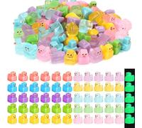 ZcrPrn Mini Ducks,Resin Animals,60 Pcs Pixel Blocky Luminous Little Ducks,Colorful Mini Resin Ducks for Aquarium Dollhouse Fairy Garden Landscape Decor for 14+ Years Old