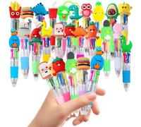 ZcrPrn Multi Coloured Pens All In One, Pens Multicolour, 35 Pcs 4 In 1 Mini Fun Cartoon Colouring Pen, Party Bag Fillers for Kids, Retractable Ballpoint Pen for School Supplies Party Favours