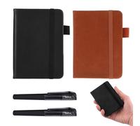 ZcrPrn Pocket Notebook, Notebook, 2 Pcs a7 Notebook with 2 Pens, Pu Leather Small Notebook with Elastic Band Inner Pocket, Portable Notepad Journal Notebook for Home Office School Writing Note Taking