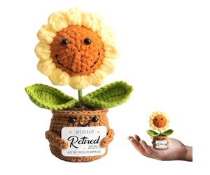 ZcrPrn Retirement Gifts, Knitted Sunflower, Not My Problem Anymore Retired 2025, Unique Retirement Decorations, Retirement Card for Women for Coworkers Mom Nurse Teacher Funny Leaving Gifts