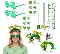 ZcrPrn St Patricks Day Accessories, St Patrick's Day Accessories, 10 Pcs Irish Fancy Dress, st Patricks Headband for Family Gatherings and School Events Photo Props During Festive