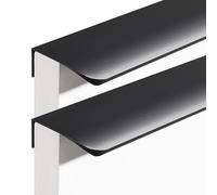 zcru004 Black Concealed Handles Aluminium Alloy Furniture Gate Knobs Invisible Knob Wardrobe Kitchen Cupboard Cabinet Handle Finger Edge Pull DrawerHandles 2 Pieces (Length 1000mm)
