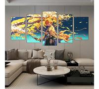 ZCSJFCAI Canvas Printing, Anime Cartoon Wall Painting Set of 5 Murals, Living Room Decoration, Modular Murals, Board Painting,L