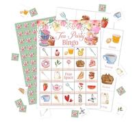 Zcsni Tea Party Bingo Game Cards, Garden Tea Party Decor, Tea Party Favors, Bachelorette Party Activities, Bridal Shower Party Supplies for Adults Friends Family, Holiday Gathering Bingo Cards -14