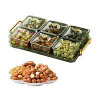 ZCSXK Divided Snack Tray, Snack Platters Organizer, Clear Removable Fashion Elegant Sturdy Compact Divided Serving Platter with Lid & Handle for Chips and Dip, Fruit, Veggies, Candy and Snacks