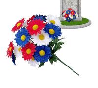 ZCSXK Memorial Flowers for Graves | Permanent Arrangement Bouquet,Artificial Cemetery Flowers Red White Blue | for Yard Park Holiday Gathering History Lovers Elderly Friends
