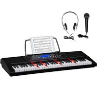 ZCSYWV Portable Keyboard Piano, 61-Key Portable Electronic Piano Keyboard for Beginner w/Lighted Keys, LCD Screen, Microphone, Headphones, 3 Teaching Modes, Built-In Speakers