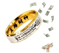 ZCVFA Feng Shui Mantra Amulet Lucky Adjustable Ring | Buddhist Good Luck Mantra Double Protection Wealth Love Health Vintage Eastern Chimera Spiritual Jewelry