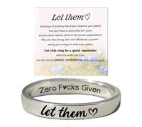 ZCVFA Let Them Zero Fcks Given Mantra Rings Let Them Self Worth Inspirational Ring Stainless Steel Engraved Stackable Band Ring Personality Friendship Gift Jewelry Women Best Friend, 6, Metal, No