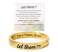 ZCVFA Let Them Zero Fcks Given Mantra Rings, Let Them Self Worth Inspirational Rings Stainless Steel Engraving Stackable Band Ring Personality Friendship Gifts Jewelry for Women Best Friends, 7, Metal