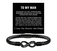 ZCVFA To My Husband Infinity Leather Bracelet, Man Love You Forever and Always Stainless Steel Bracelets Husband Bracelet from Wife Valentine Birthday Christmas Fathers Jewelry for Him, 9inches