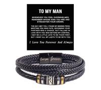 ZCVFA To My Man Infinity Leather Bracelet, Love You Forever and Always Stainless Steel Bracelets Husband Gifts from Wife Valentine Birthday Christmas Fathers Gifts for Him, 21.5 CM, Stainless Steel