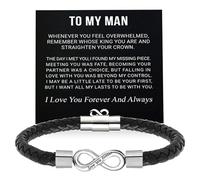 ZCVFA To My Man Infinity Leather Bracelet, Love You Forever and Always Stainless Steel Bracelets Husband Bracelet from Wife Valentine Birthday Christmas Fathers Gifts for Him, 21.5 CM, Stainless Steel