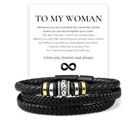 ZCVFA To My Wife, Feel My Love Infinity Leather Bracelet Love You Forever and Always Stainless Steel Bracelets Wife Bracelet from Husband Valentine Birthday Christmas Mother's Day Jewelry for Her