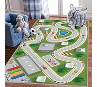 ZCVJPZHZMS Kids Play Area Rugs Race Track View from Above Raster Version 3D Carpet Extra Large Rug Kids' Bedroom Playroom Nursery Decor for Boys Girls, Learning & Playing 5x8 ft