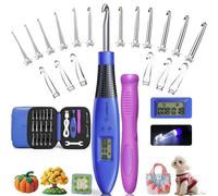 Zcvtbye Counting Crochet Hook Set Digital,Ergonomic Crochet Hooks with 18 Interchangeable Crochet Kit,Lighted Crochet Hooks with 2 Levels Led,Beginner Knitting Kit for Stitch & Row Counter.