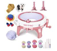 Zcvtbye SENTRO 48 Needle Knitting Machine, Professional Smart Weaving Round Loom with Row Counter, Rotating Double Knit Machine Kit for Home Crafting, DIY Scarves, Hats and Jumpers