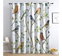 zcwl Bird On Branch Curtains for Bedroom Living Room, Nature Animal Patterned Blackout Curtains, Thermal Insulated Eyelet Curtain, 72 Drop Window Treatments Drapes, 66x72 Inch (W x L), 2 Panels