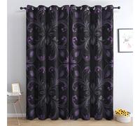 zcwl Black Purple Baroque Curtains for Bedroom Living Room, Vintage Floral Patterned Blackout Curtains, Thermal Insulated Eyelet Curtain, 63 Drop Window Treatments Drapes, 42x63 Inch (W x L), 2 Panels