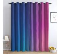 zcwl Blue Purple Curtains for Bedroom Living Room, Modern Ombre Patterned Blackout Curtains, Thermal Insulated Eyelet Curtain, 72 Drop Window Treatments Drapes, 66x72 Inch (W x L), 2 Panels