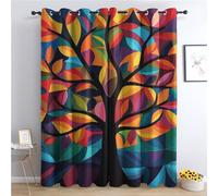 zcwl Colorful Tree Curtains for Bedroom Living Room, Tree Of Life Patterned Blackout Curtains, Thermal Insulated Eyelet Curtain, 108 Drop Window Treatments Drapes, 90x108 Inch (W x L), 2 Panels