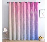 zcwl Gradient Diamond Curtains for Bedroom Living Room, Pink Purple Ombre Patterned Blackout Curtains, Thermal Insulated Eyelet Curtain, 72 Drop Window Treatments Drapes, 46x72 Inch (W x L), 2 Panels