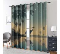 zcwl Heron Curtains for Bedroom Living Room - Stork Bird Palm Tree Blackout Curtains - Thermal Eyelet Drapes - 90 Drop Patterned Window Treatments - 46x90 Inch (W x L) 2 Panels