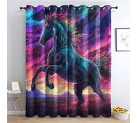 zcwl Horse Curtains for Bedroom Living Room, Animal Colorful Patterned Blackout Curtains, Thermal Insulated Eyelet Curtain, 72 Drop Window Treatments Drapes, 46x72 Inch (W x L), 2 Panels